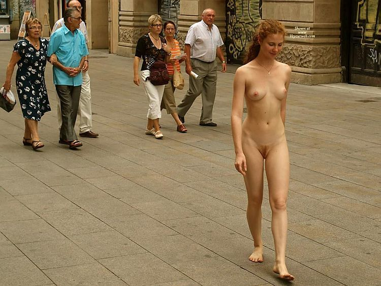 girls walking naked on street - N